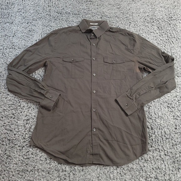 Express Shirt Men Large Black Classiccore Normcore Fitted MK2 Long Sleeve Preppy - Picture 1 of 9